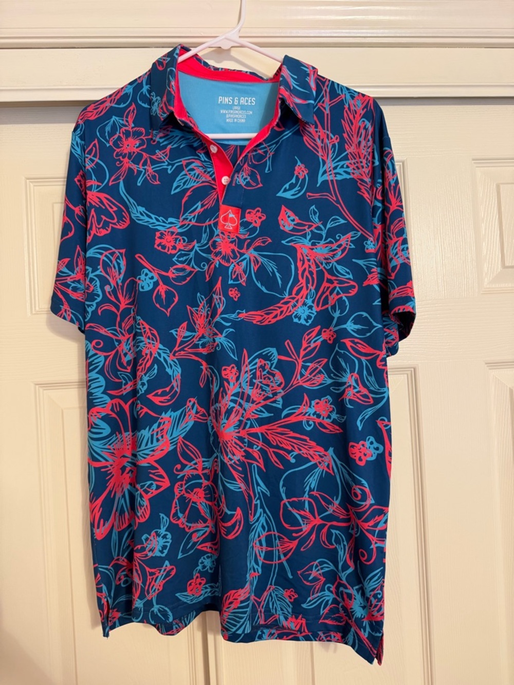 Pins And Aces Men's Tech Golf Polo Colorful Floral Performance Shirt